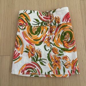 Floral Patterned Skirt with Button Detail